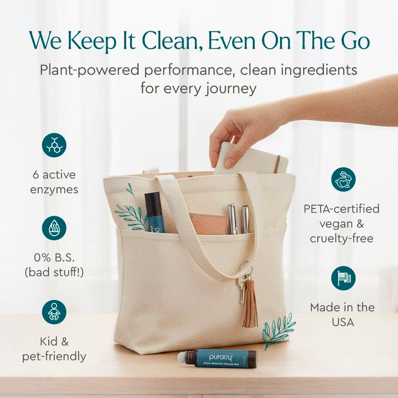 Puracy Stain Remover Pen, Natural Based Travel and Laundry Stain Cleaner for Clothes, Baby Essentials, Kids Stains, Oil and Fabric Spot Cleaner, Unscented (Stain Remover Pen, 0.33 oz, 3 pack) - Image 4